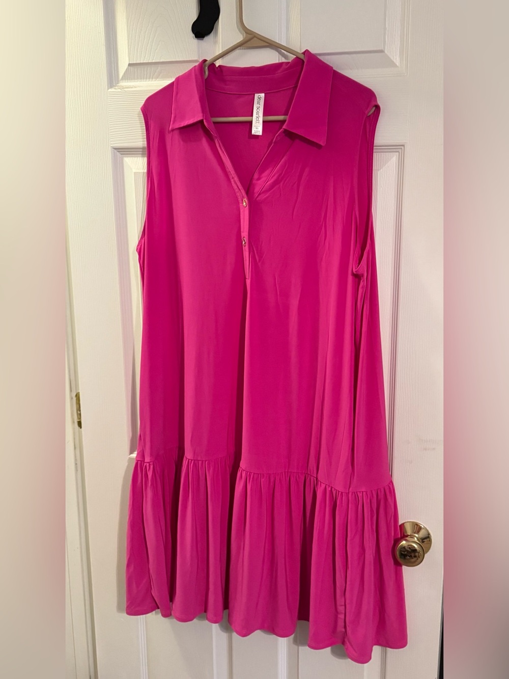 Dear Scarlett Sleeveless Collared Ruffled Hem Dress -pu